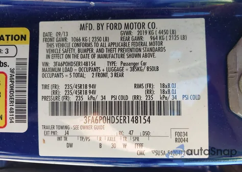 2014 Ford Fusion Se from USA, damaged, VIN 3FA6P0HD5ER148154